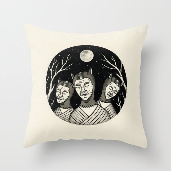 Trio of Narcoleptic Cats Throw Pillow