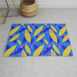 Abstract Pattern - Yellow Blue Area & Throw Rug