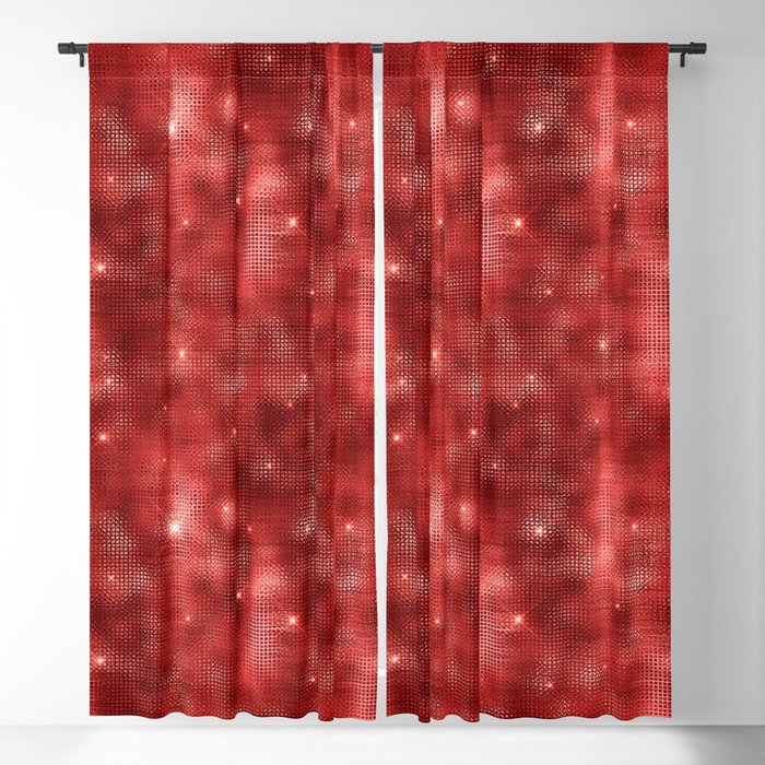 Glam Red Diamond Shimmer Glitter Blackout Curtain