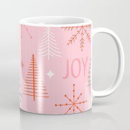 Mid-Century Christmas Peace Love Joy Pattern Pink Coffee Mug