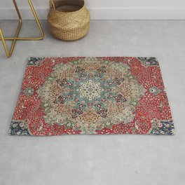 Antique Red Blue Black Persian Carpet Print Area & Throw Rug
