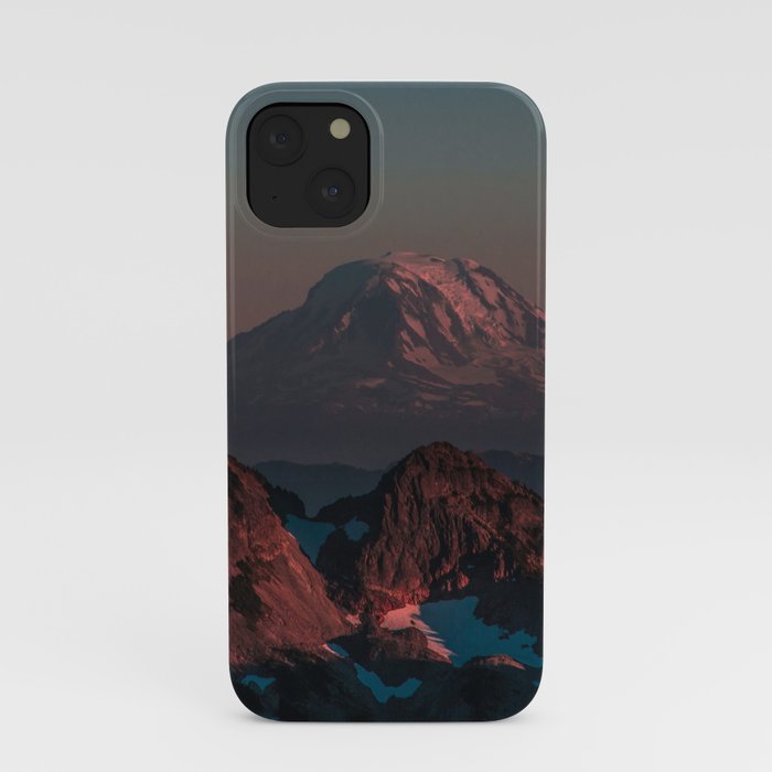 Pink Smokey Mountain with snow iPhone Case
