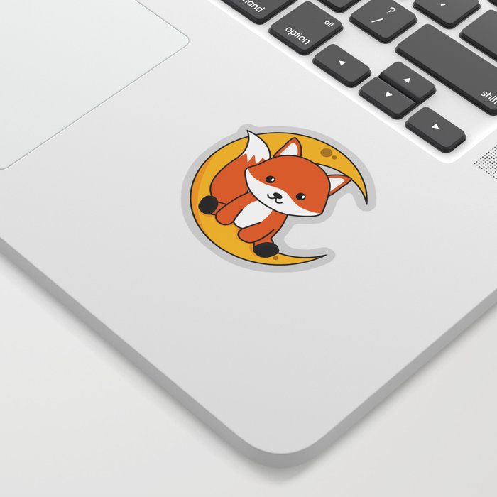 Moon Fox Cute Animals For Kids For The Night Sticker