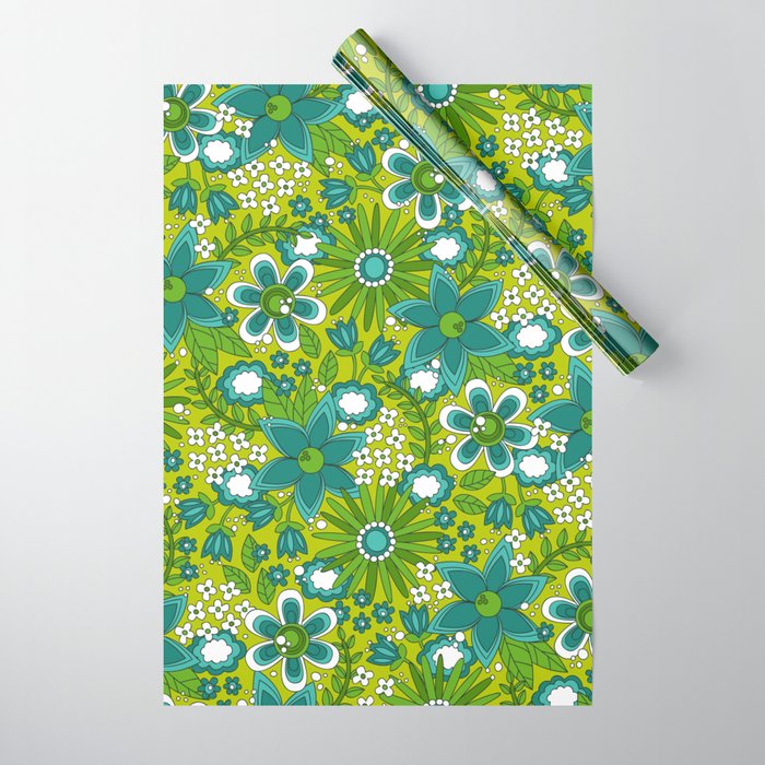Peace, Love and Flowers Wrapping Paper