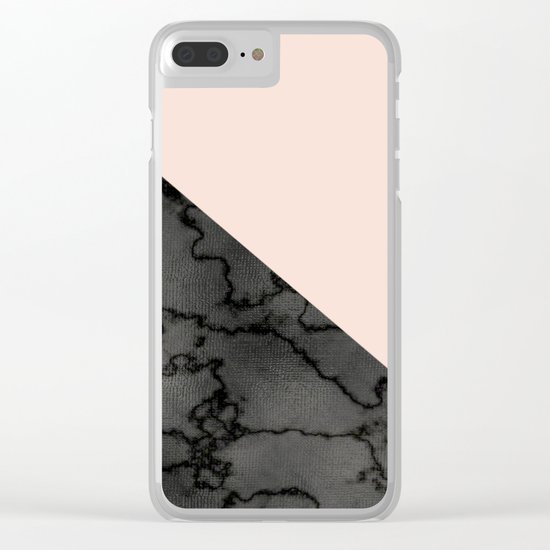 Peach and black dark marble Clear iPhone Case