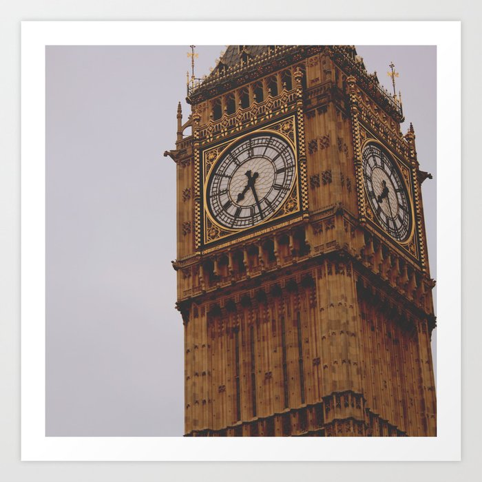 Great Britain Photography - Big Ben Under The Gray Sky Art Print