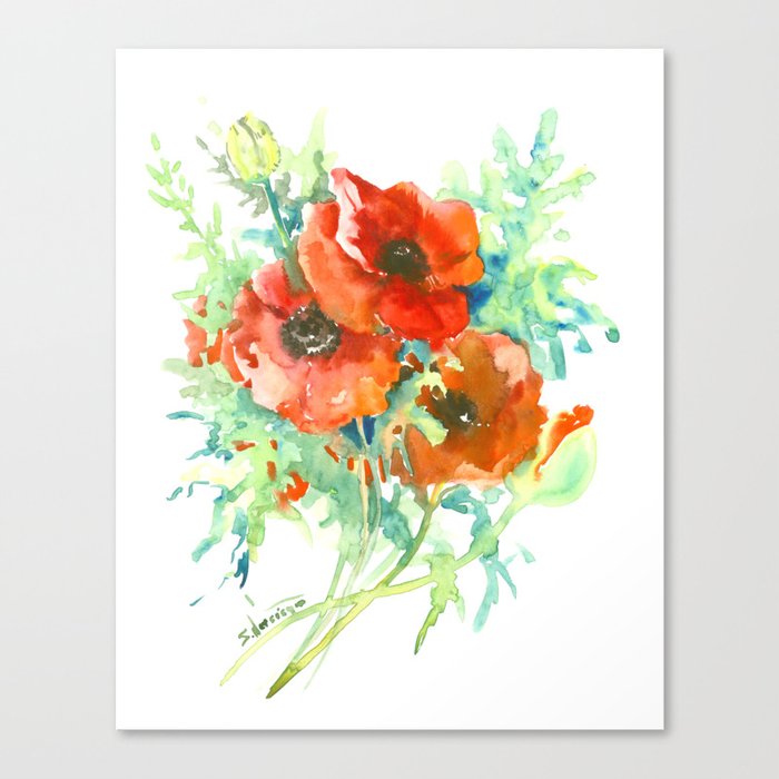 Red Poppies Red Flowers French Country Style Field Flowers