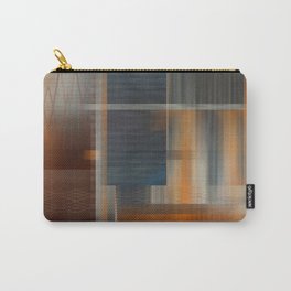 Uninhabited Mosaic (Zig Zag) Carry-All Pouch | Grey, Orange, Zigzags, Amber, Steelblue, Collage, Pattern, Texture, Gradations, Blue 