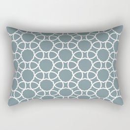 Blue and White Petal Shape Tile Pattern Pairs Farrow & Ball 2022 Popular Color Stone Blue 86 Rectangular Pillow