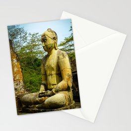 Buddha statue seated around stupa of The Polonnaruwa Vatadage Stationery Cards