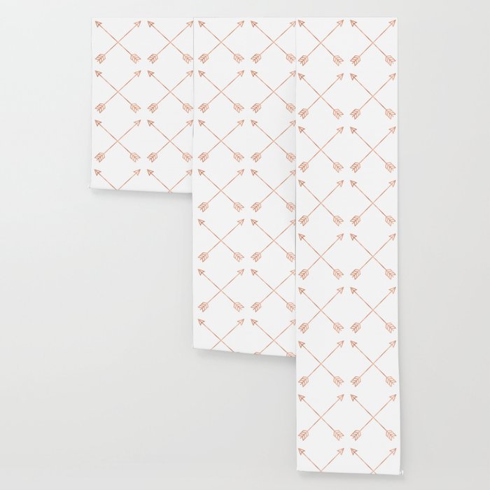 Rose Gold Arrows On White Wallpaper By Naturemagick Society6