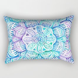 Iridescent Aqua and Purple Watercolor Mandala Rectangular Pillow