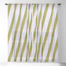 [ Thumbnail: Green, Dark Salmon & Lavender Colored Lines Pattern Sheer Curtain ]