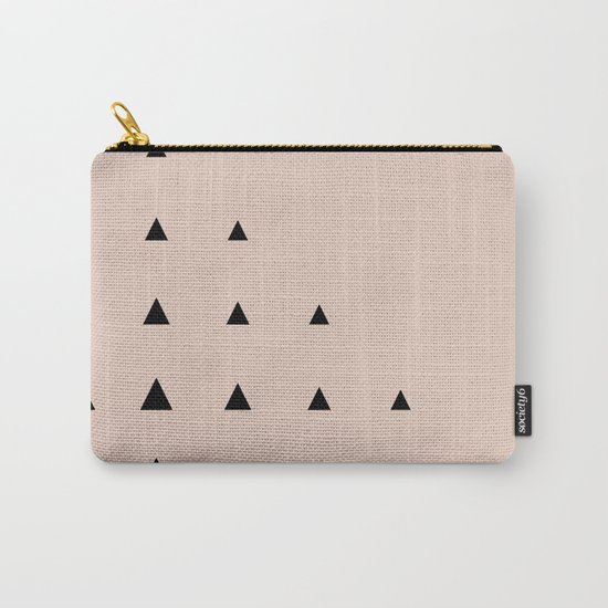 Black Triangles on Blush Carry-All Pouch