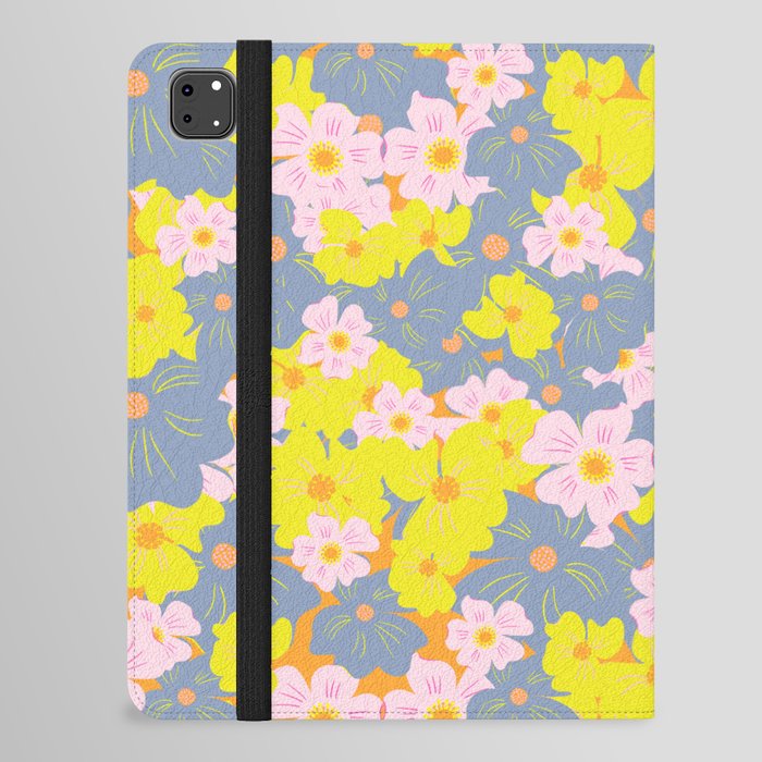 Pastel Spring Flowers on Orange iPad Folio Case