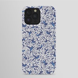 Delft Blue Humming Birds & Leaves Pattern iPhone Case | Pattern, Cheery, Delft, Crisp, Bold, Graphic, Leaves, Hummingbirds, Blue, Bright 