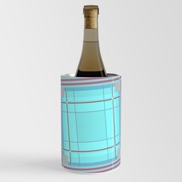 Large Colorful Aqua Pastel Tartan Plaid Wine Chiller