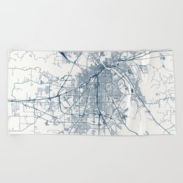 Shreveport City - USA - City Map Design Beach Towel