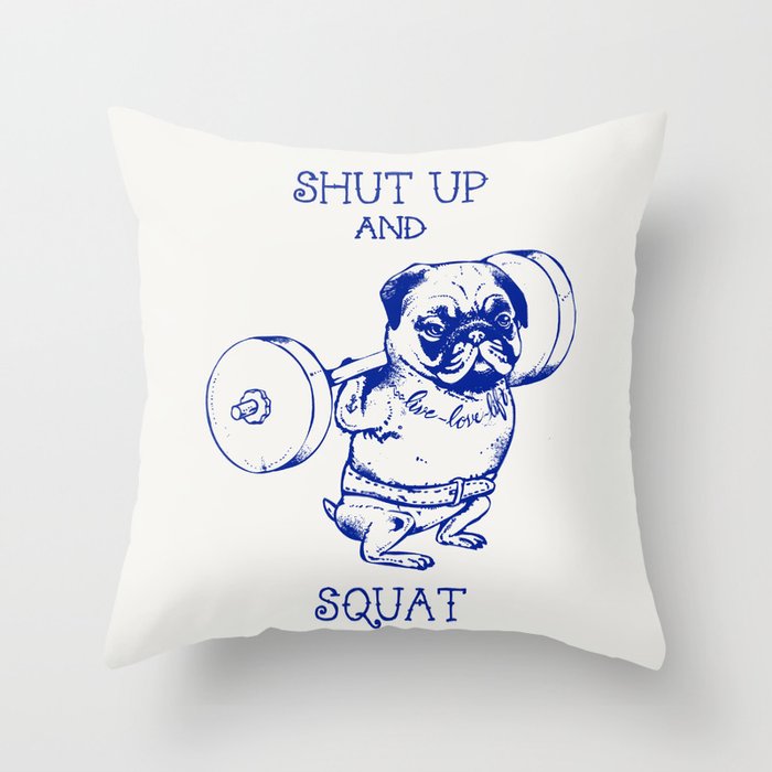 Pug Squat Throw Pillow