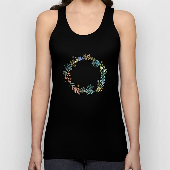 Smile, Watercolor Flowers Unisex Tank Top