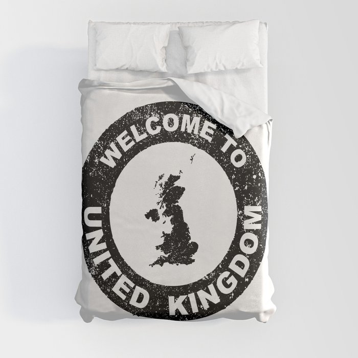 Rubber Ink Stamp Welcome To United KIngdom Duvet Cover