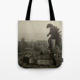 Godzilla Visits Chicago City 1912 Tote Bag