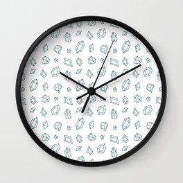 Teal Blue Gems Pattern Wall Clock