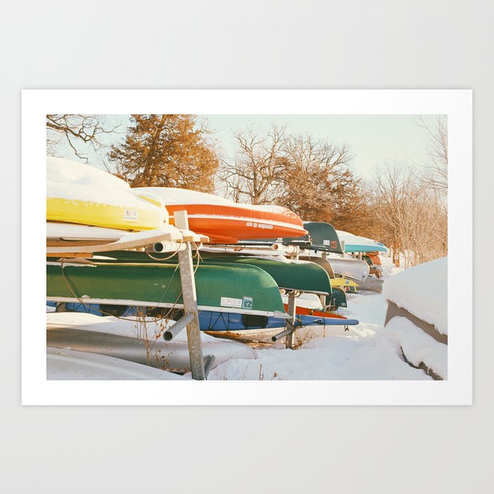Canoes in Winter - 35mm Film Photography Art Print