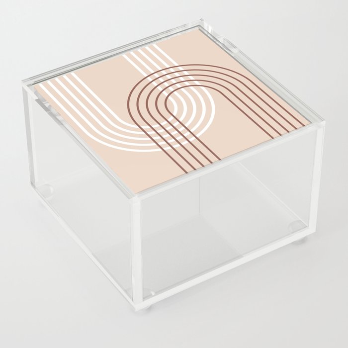 Geometric Lines Rainbow Abstract 3 in Beige and Terracotta Acrylic Box