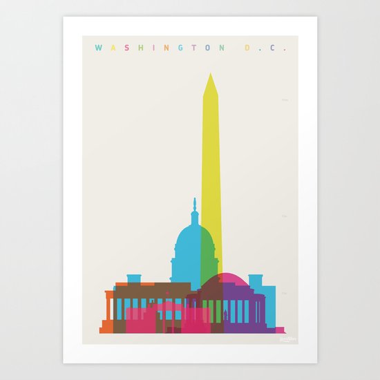 Shapes of Washington D.C. Accurate to scale Art Print