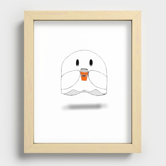 Ghost with Coffee (floating) Recessed Framed Print