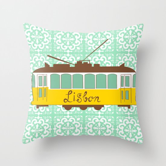 Lisbon Tram Throw Pillow