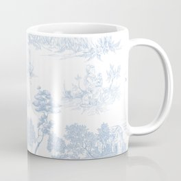 Toile de Jouy Vintage French Soft Baby Blue White Pastoral Pattern Coffee Mug