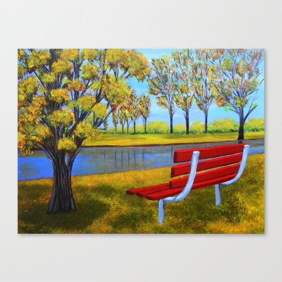 The red bench Canvas Print