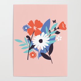 Pink Wild Flowers Poster