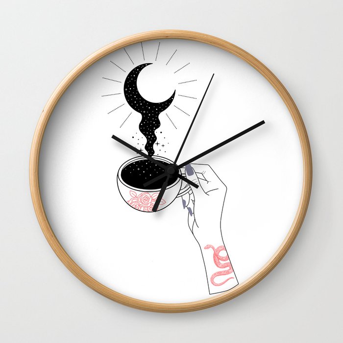 Moon and Coffee Wall Clock