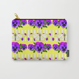 YELLOW-WHITE BUTTERFLIES PURPLE PANSY PATTERNS Carry-All Pouch | Pansycups, Abstract, Drawing, Pansycoasters, Yellowart, Digital Manipulation, Butterflies, Pansyflowers, Springpansies, Pattern 