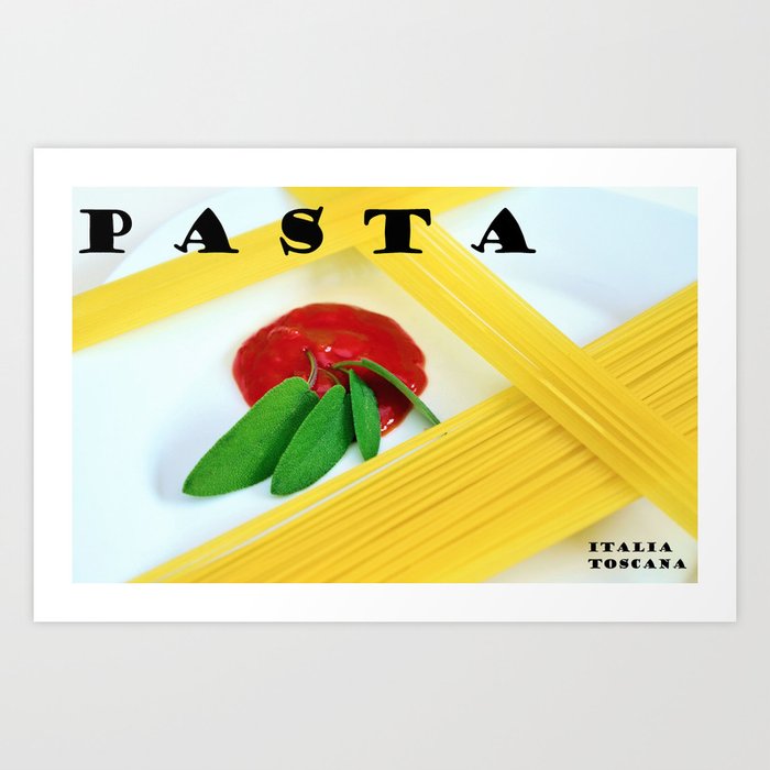 Food and Wine Italian pasta and tomato sauce pasta - italia toscana Sunday dinner color photograph kitchen & dining room wall and home decor Art Print
