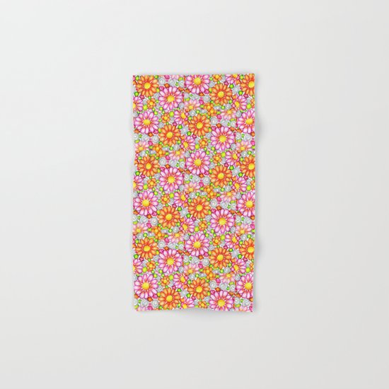 Summer Daisies Tiled Pattern Hand & Bath Towel