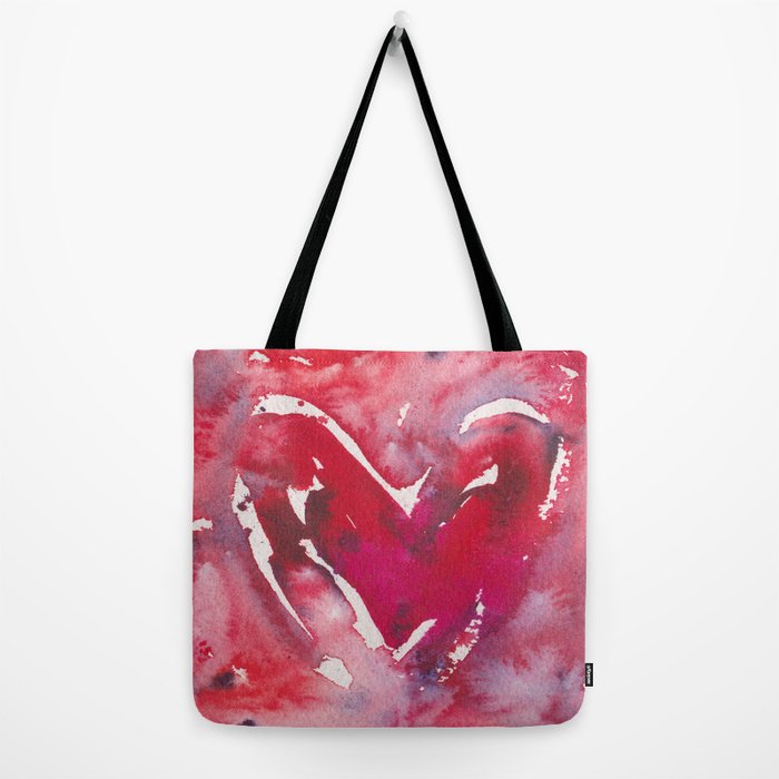 Magenta Heart Large Tote Bag