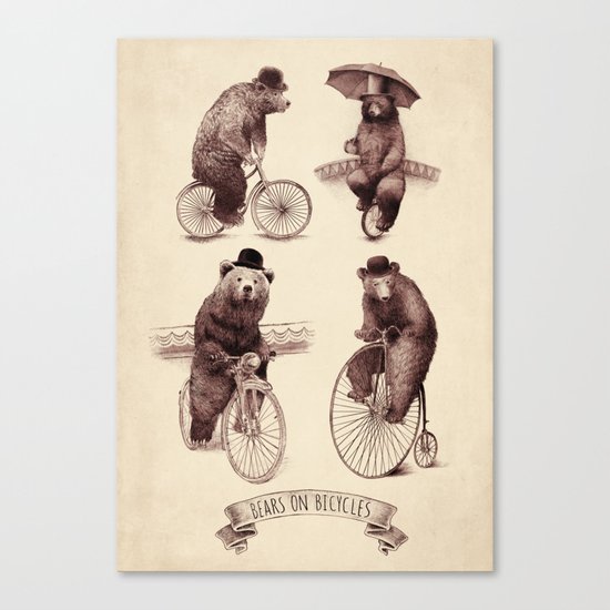 Bears on Bicycles Canvas Print