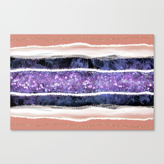 Veri Peri Purple Amethyst and Coral Gemstone Abstract Canvas Print