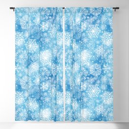 Snowflakes on blue  Blackout Curtain