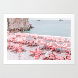 Positano Italy Colorful Beach Umbrellas Travel Photography Art Print | Colorful, Artprint, Umbrellas, Europe, Digital, Livingroom, Bathroom, Wallart, Modern, Mediterranean 