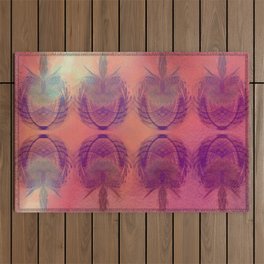 Watercolor Tropical Feathers - Rainbow Pink Outdoor Rug