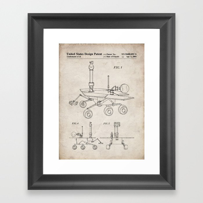 Nasa Mars Rover Patent - Mars Exploration Rover Art - Antique Framed Art Print