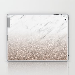 Glitter ombre - white marble & rose gold glitter Laptop Skin