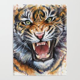 Tiger Roaring Wild Jungle Animal Poster