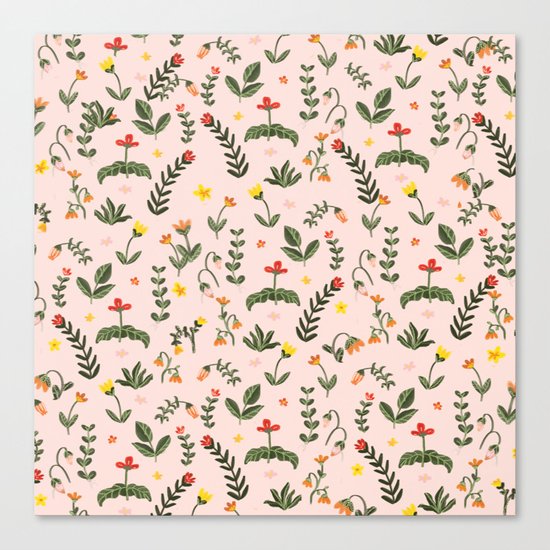 Bright Pink Floral Garden Canvas Print