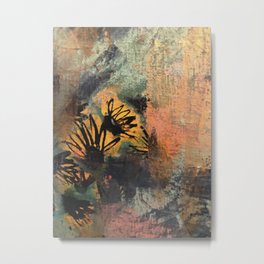 Grow Through It: sunflowers in the rain - abstract mixed media piece Metal Print | Decorate, Case, Wallart, Gold, Pink, Blanket, Painting, Floral, Fineart, Kids 
